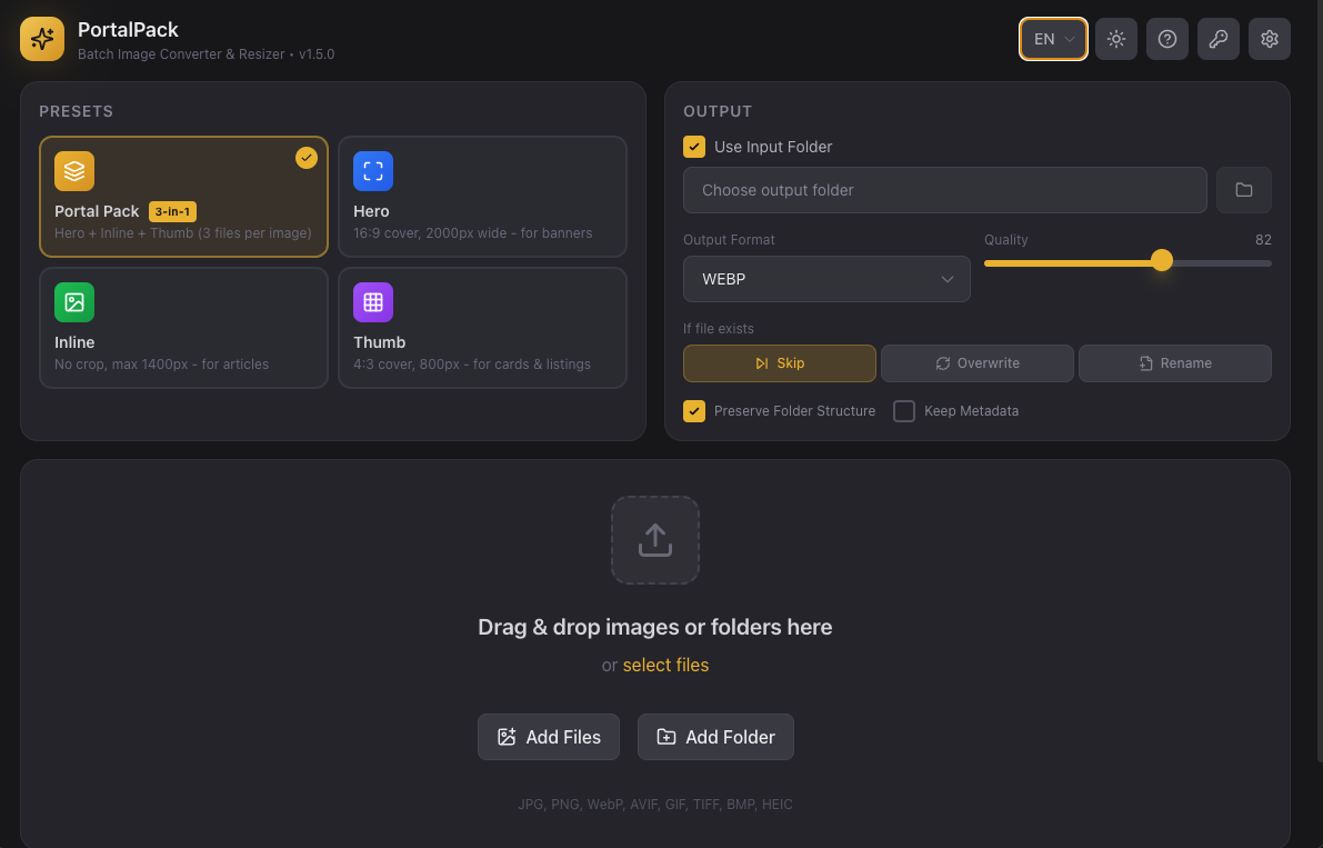 PortalPack main UI screenshot